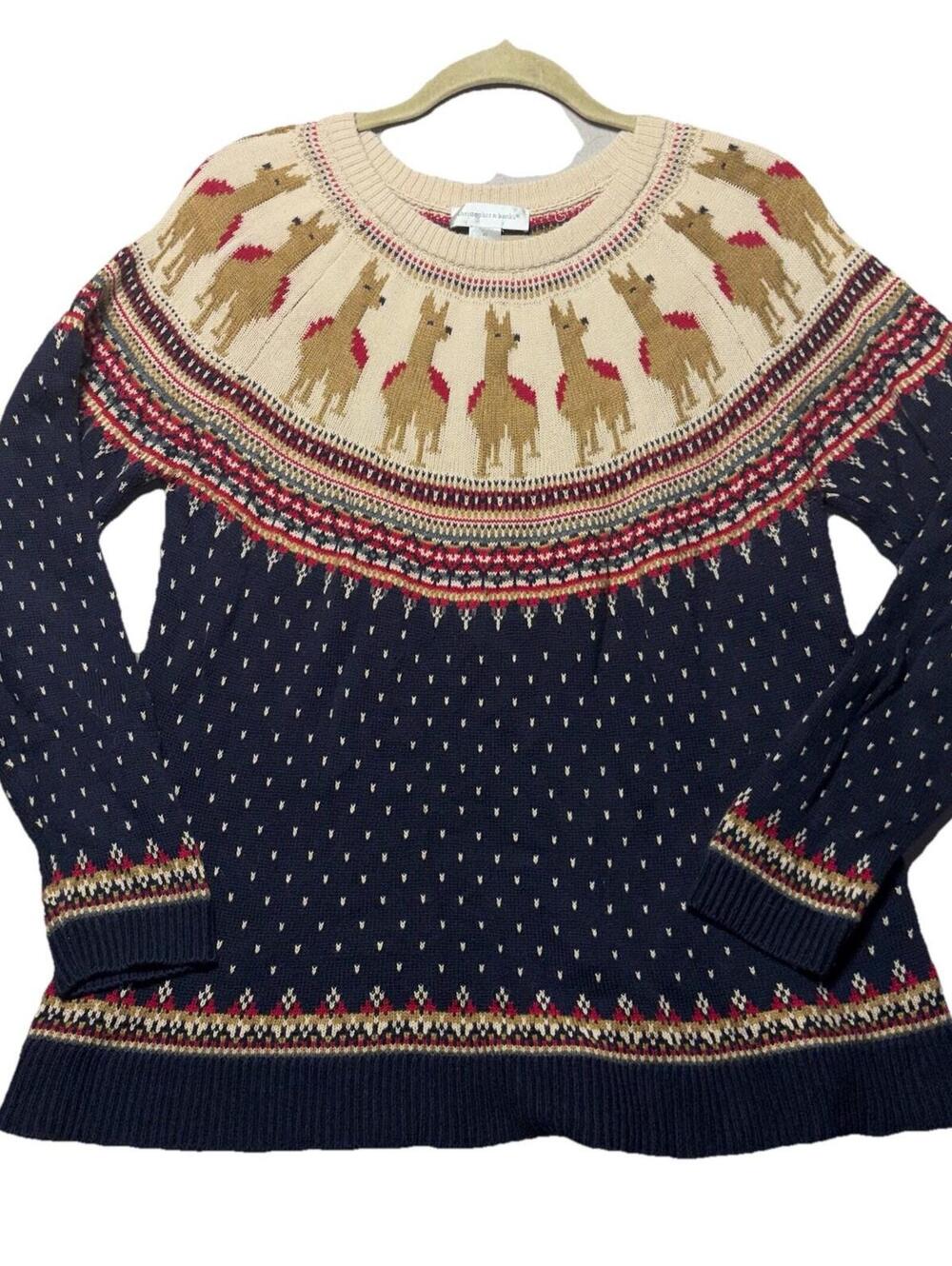 Vintage Y2k Christopher Banks Multicolor Llama Pattern Knit Sweater Cotton XL